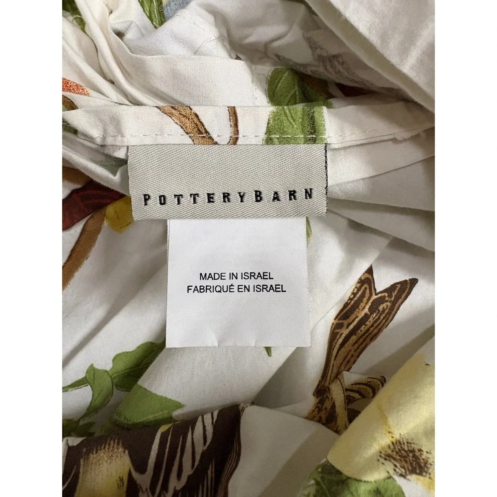 Pottery Barn Spring Sparrow Botanical Birds Cotton Duvet Cover Full Queen